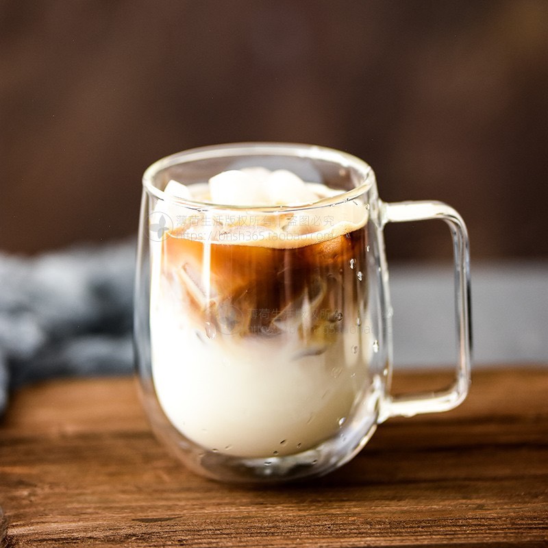 Cốc 2 lớp quai vuông, ly sinh tố, ly cafe phong cách Bắc Âu - Cốc thủy tinh chịu nhiệt cao cấp không chì - Thủy tinh thổi thủ công - Hàng xuất Âu