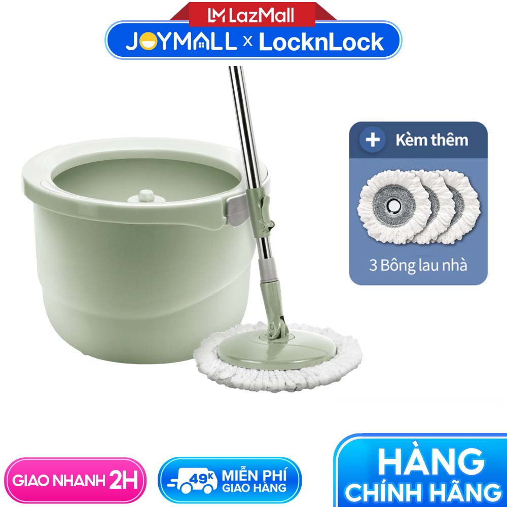 Bộ cây lau nhà LocknLock ETM498MITS2 SPIN MOP - Hàng chính hàng, xoay 360 độ và tặng kèm 3 bông lau - JoyMall