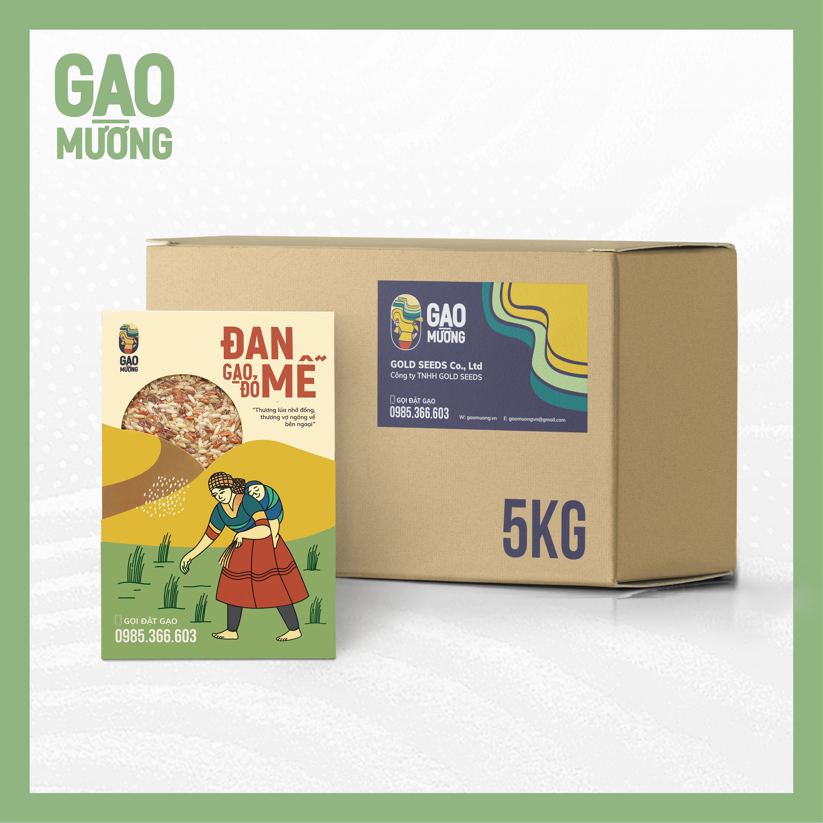 Thùng 5kg Gạo lứt Đan Mễ - gạo lứt đỏ dẻo Điện Biên, gạo mới xát, túi hút chân không