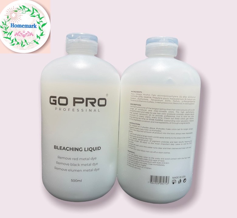Bóc đỏ bóc đen GOPRO bóc tách màu kim loại chai 500ml, bóc sạch màu, không gây hại tóc, không khô tóc _ homemark