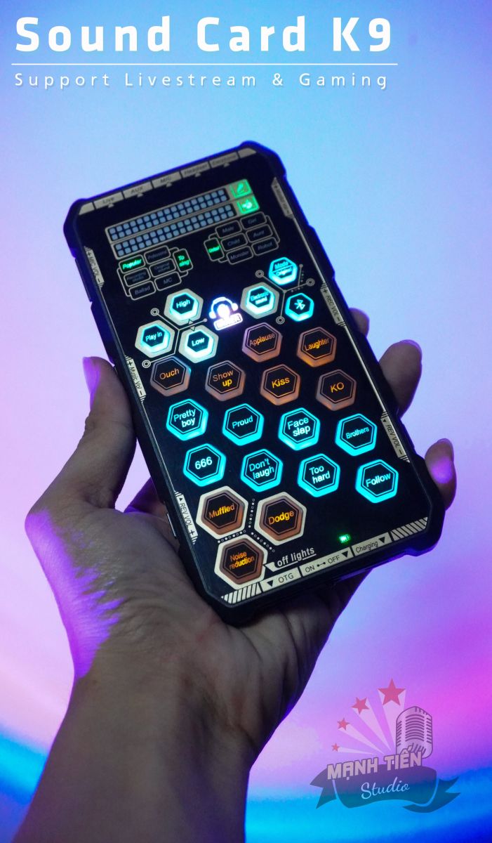 (HÀNG SIÊU HÓT) Sound Card K9 Mobile - Chơi Game, Thu Âm, Livestream, Karaoke Online, Nhỏ Gọn, Bắt Mắt, Bluetooth 5.0, Giảm Tiếng Ồn, Pin Sạc Dung Lượng Cao, Pk Đơn Giản Với Bạn Bè Ở Bất Cứ Đâu Một Cách Dễ Dàng, Tiện Lợi Chỉ Cần Thêm Tai Nghe
