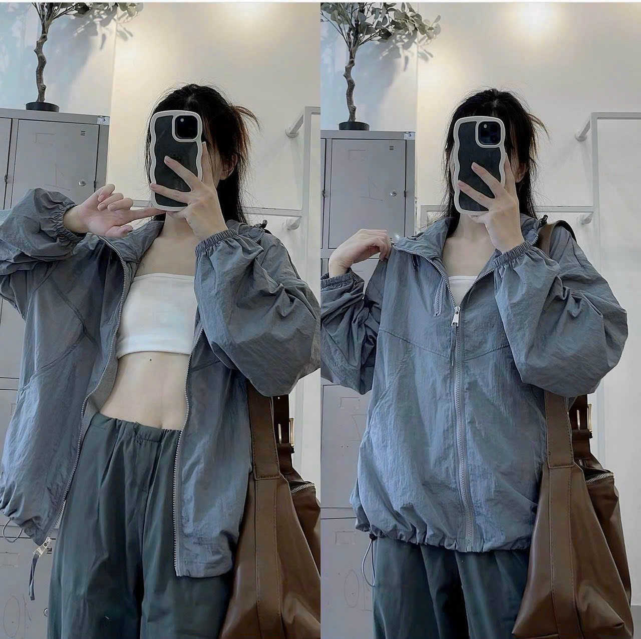 Áo khoác dù from rộng dây rút quảng châu áo khoác uniex dây rút hottrend áo khoác dù trượt nước QC nón 2 lớp TP.123