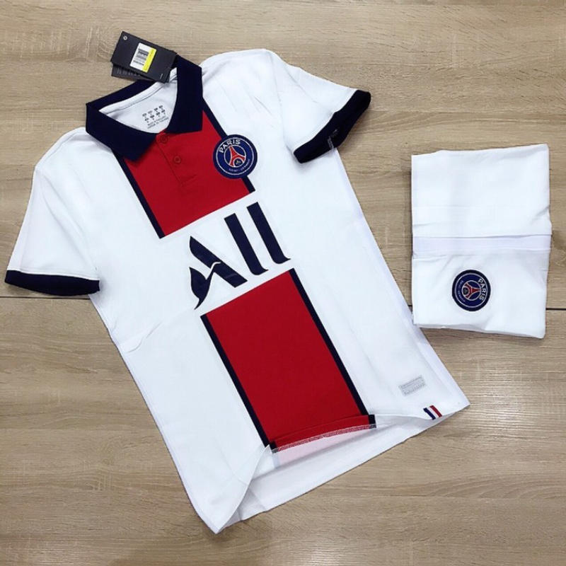 Bộ Quần Áo Đá Banh Đẹp PARIS SAINT GERMAN (PSG) Trắng Kẻ Vải Thái Cao Cấp Phong Cách Năng Động - Áo Đấu Đẹp PP Bởi TrenDos