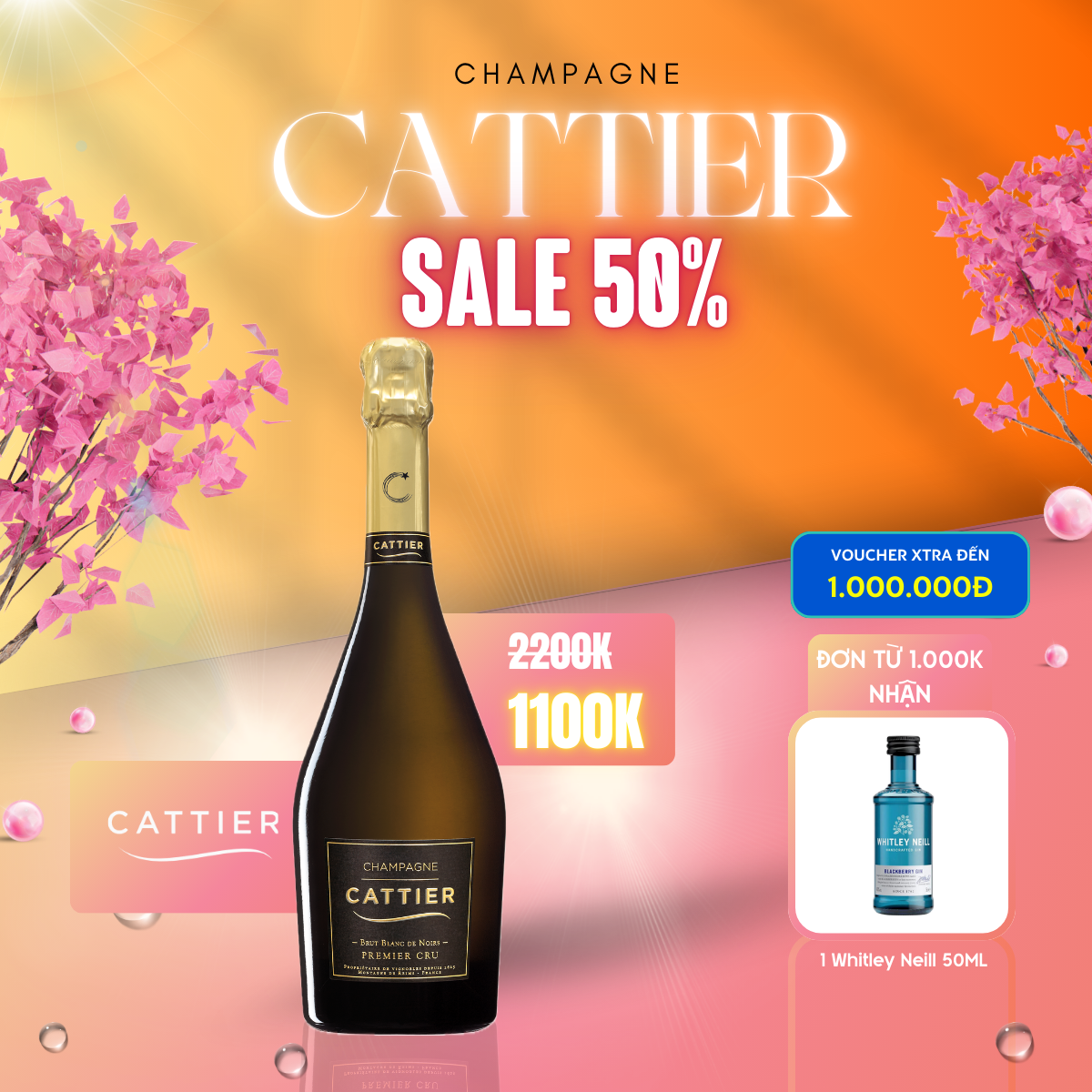 CHÍNH HÃNG - Rượu Champagne Cattier Brut Blanc De Noirs Premier Cru - 750ML -12.5%