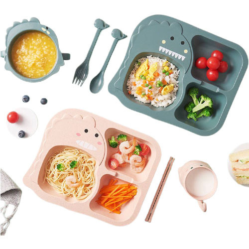 Khay ăn dặm cho bé ❤️freeship❤️ khay ăn dặm 6 chi tiết chất liệu pp và bột cây lúa mạch an toàn cho bé ❤️ momomart