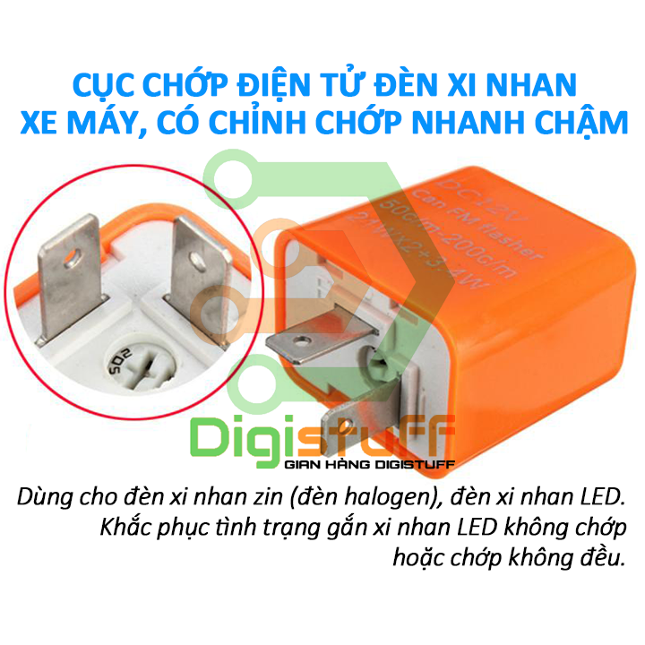 Cục chớp xi nhan điện tử cho đèn LED có chỉnh nhanh chậm
