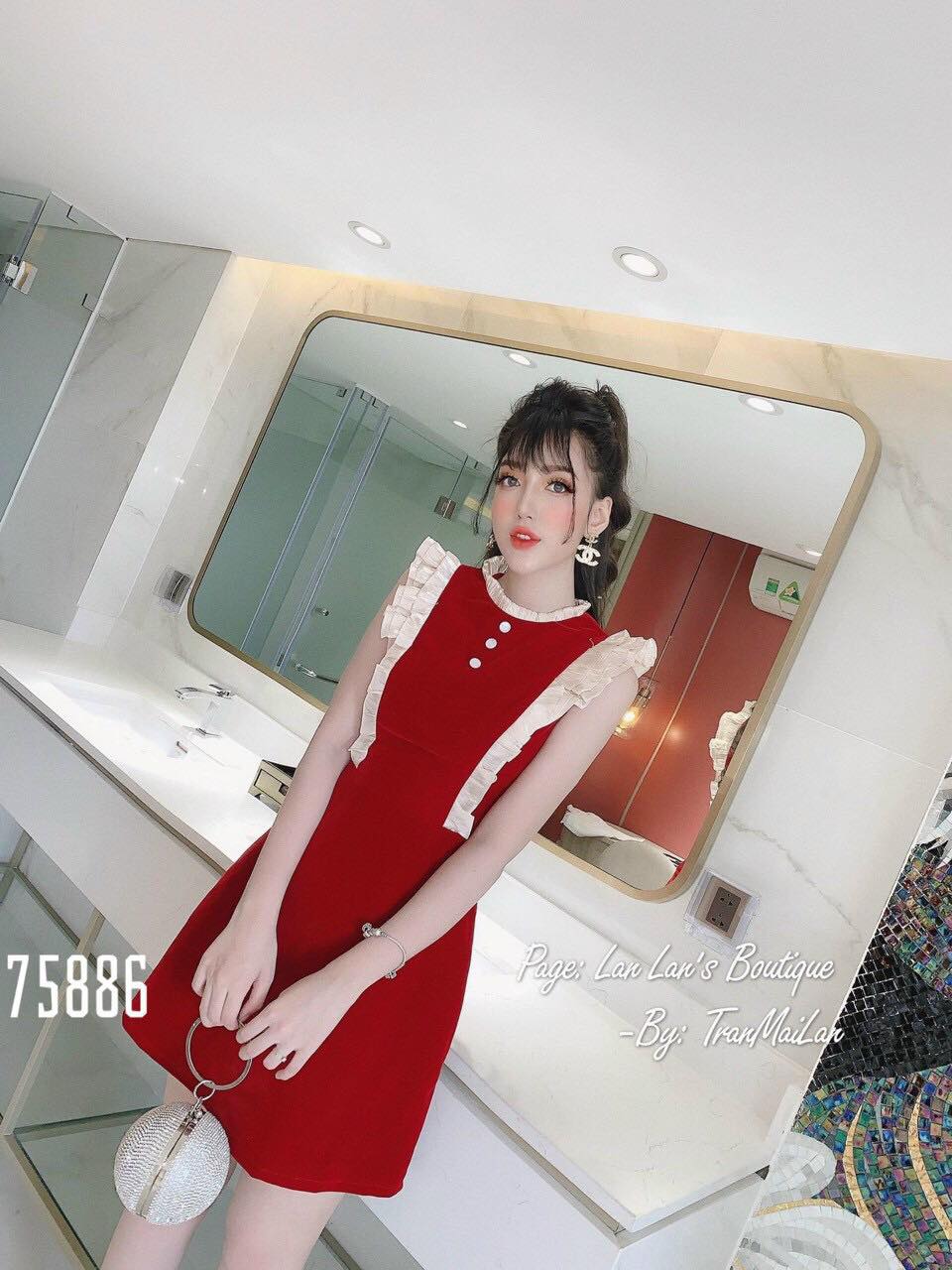 Đầm xòe dự tiệc cổ bèo dễ thương-d08