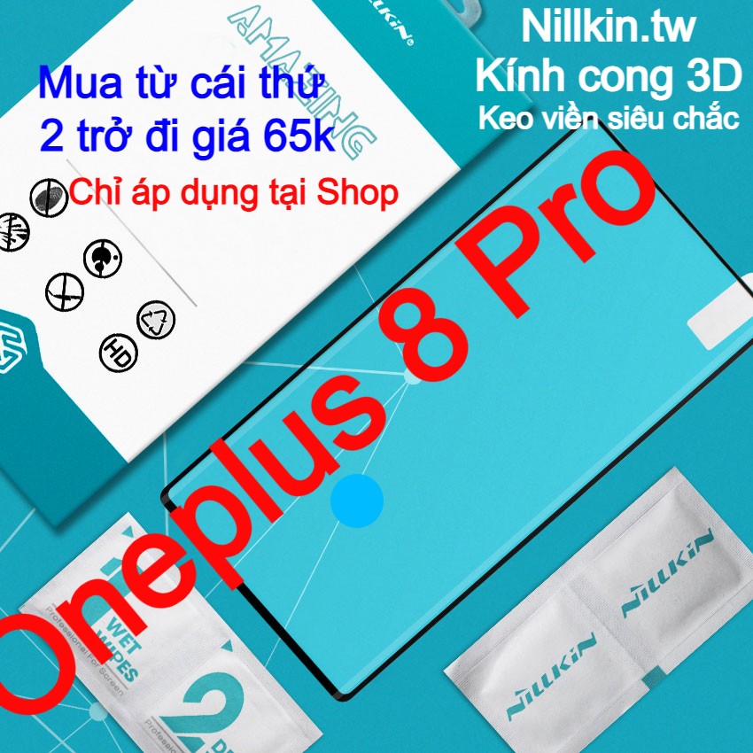 Kính cường lực cho OnePlus 8 Pro, One Plus 8 Pro hiệu Nillkin.tw keo viền cong 3D theo màn hình
