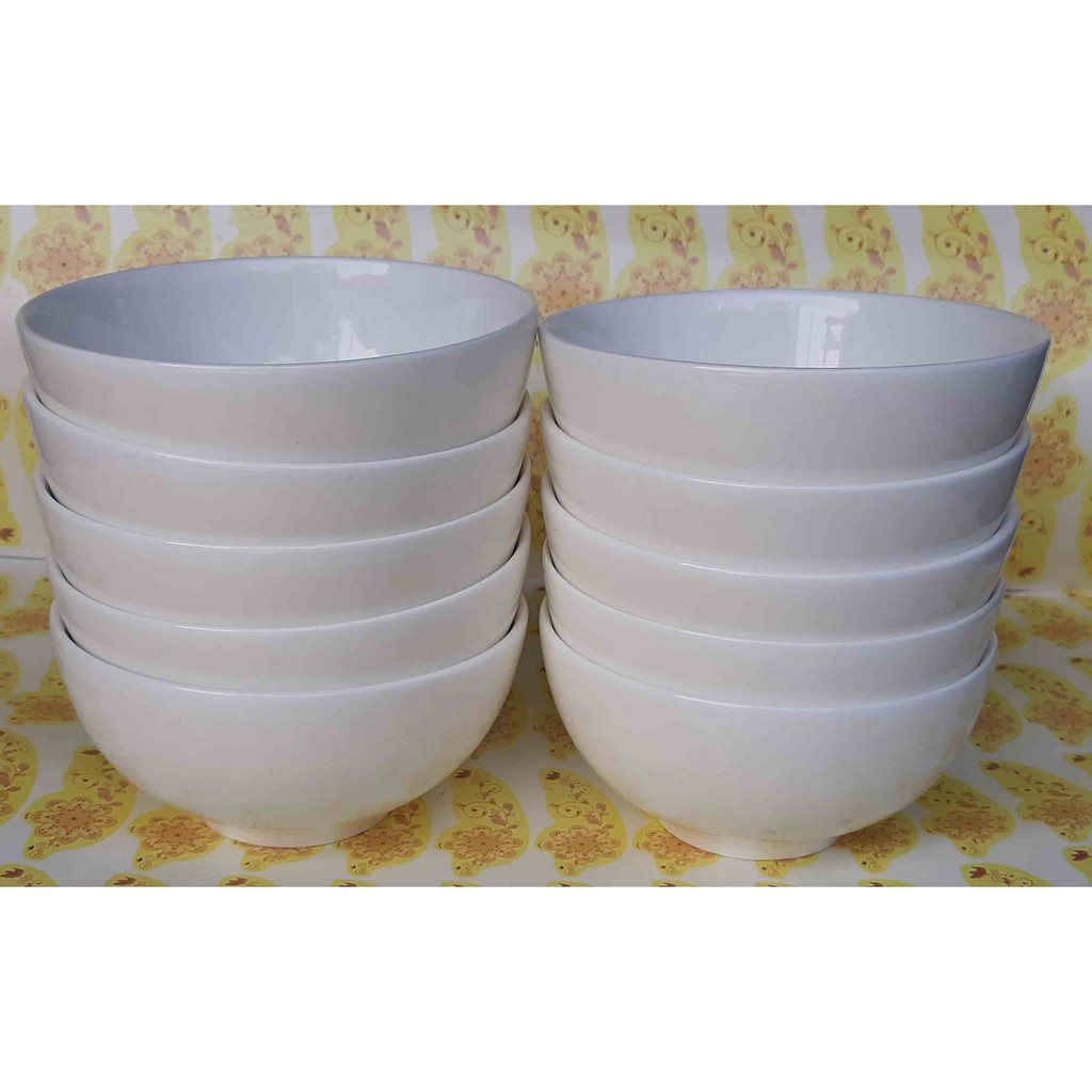 Bộ 08 cái bát cơm (chén cơm), màu trắng ngà, men bóng, đường kính 11cm.