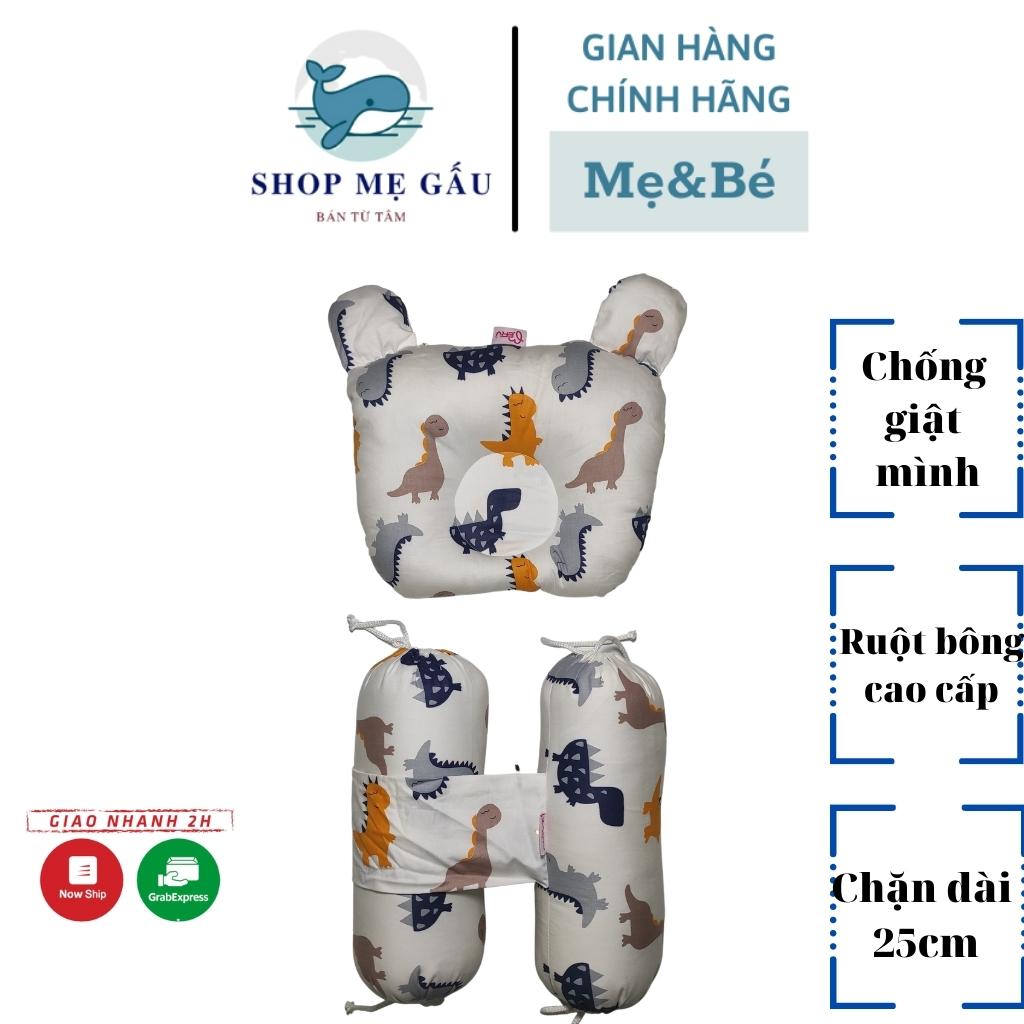 Gối chặn cho bé MERU gối chặn sơ sinh cao cấp ruột bông mềm mịn