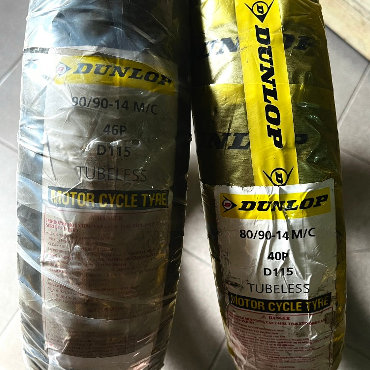Vỏ dunlop d115 80/90-14 m/c 40p và 90/90-14 m/c 46p cho xe tay ga - vỏ không ruột