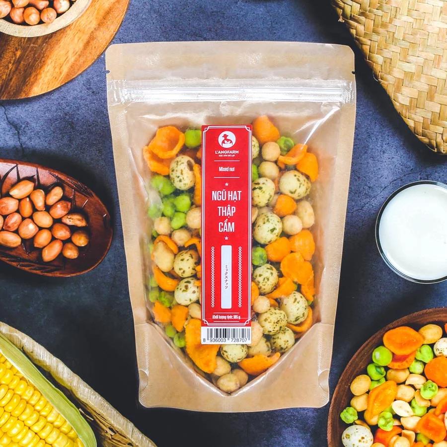 Ngũ hạt thập cẩm L'ANGFARM - Đặc sản Đà Lạt 185g/bịch, mẫu kraft 1 mặt trong