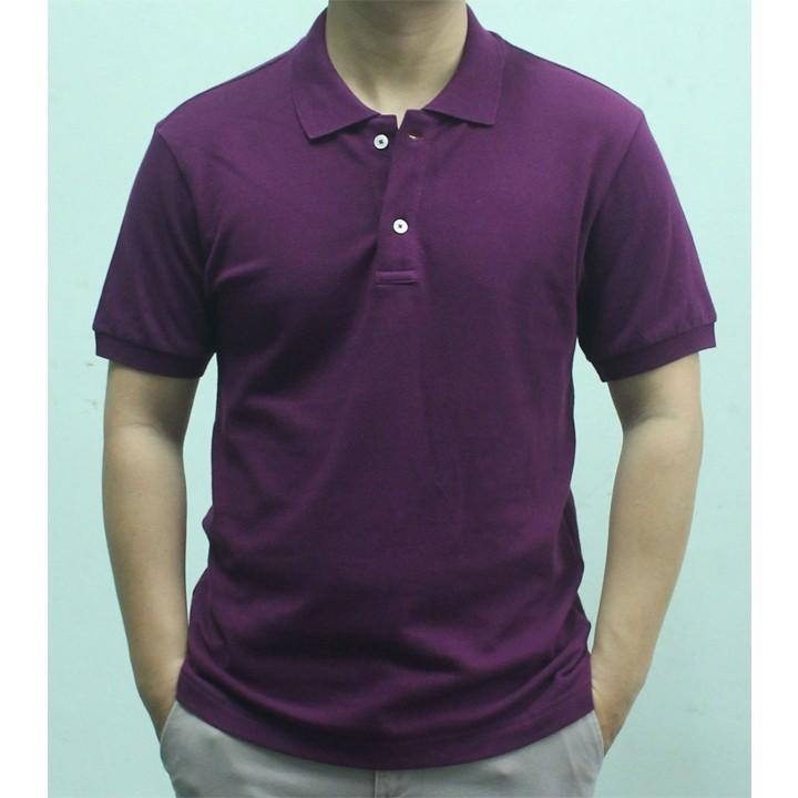 Áo thun nam cổ bẻ màu tím đậm