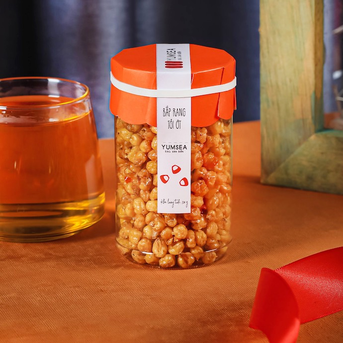 Bắp rang tỏi ớt, 150g, hũ, mẫu , tobita, yumsea