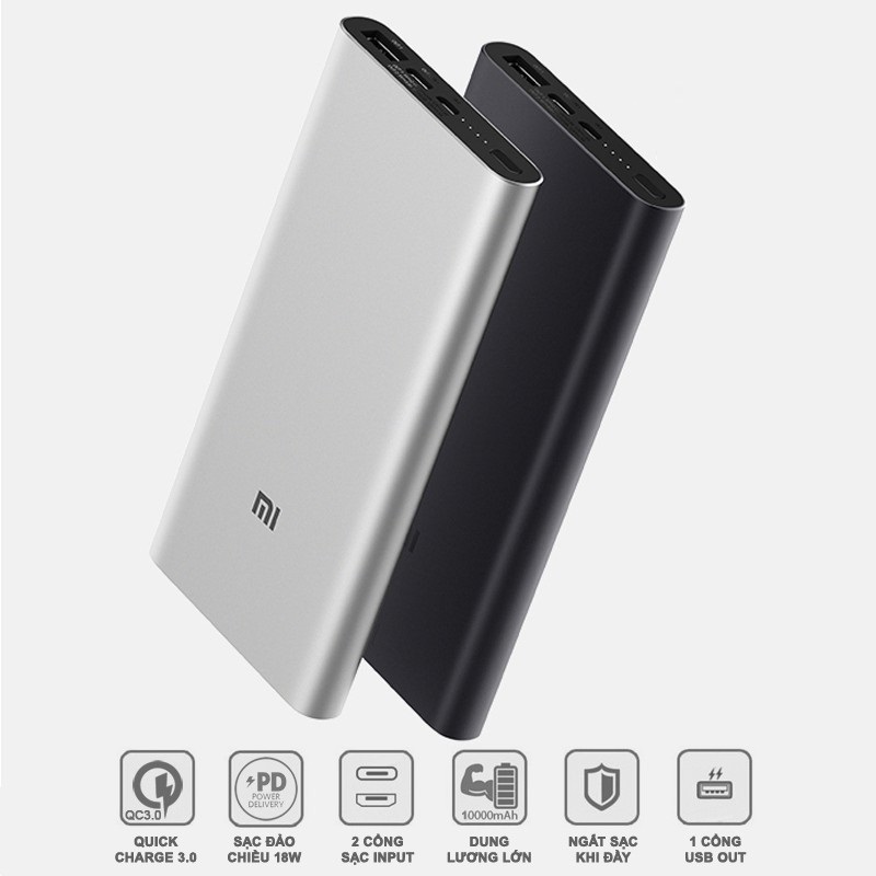 Sạc Dự Phòng Siêu Nhanh - Sạc Dự Phòng Type- C gen 3 pro 10000mAh - Hỗ trợ sạc nhanh 18W Cả 2 Chiều- Bảo hành