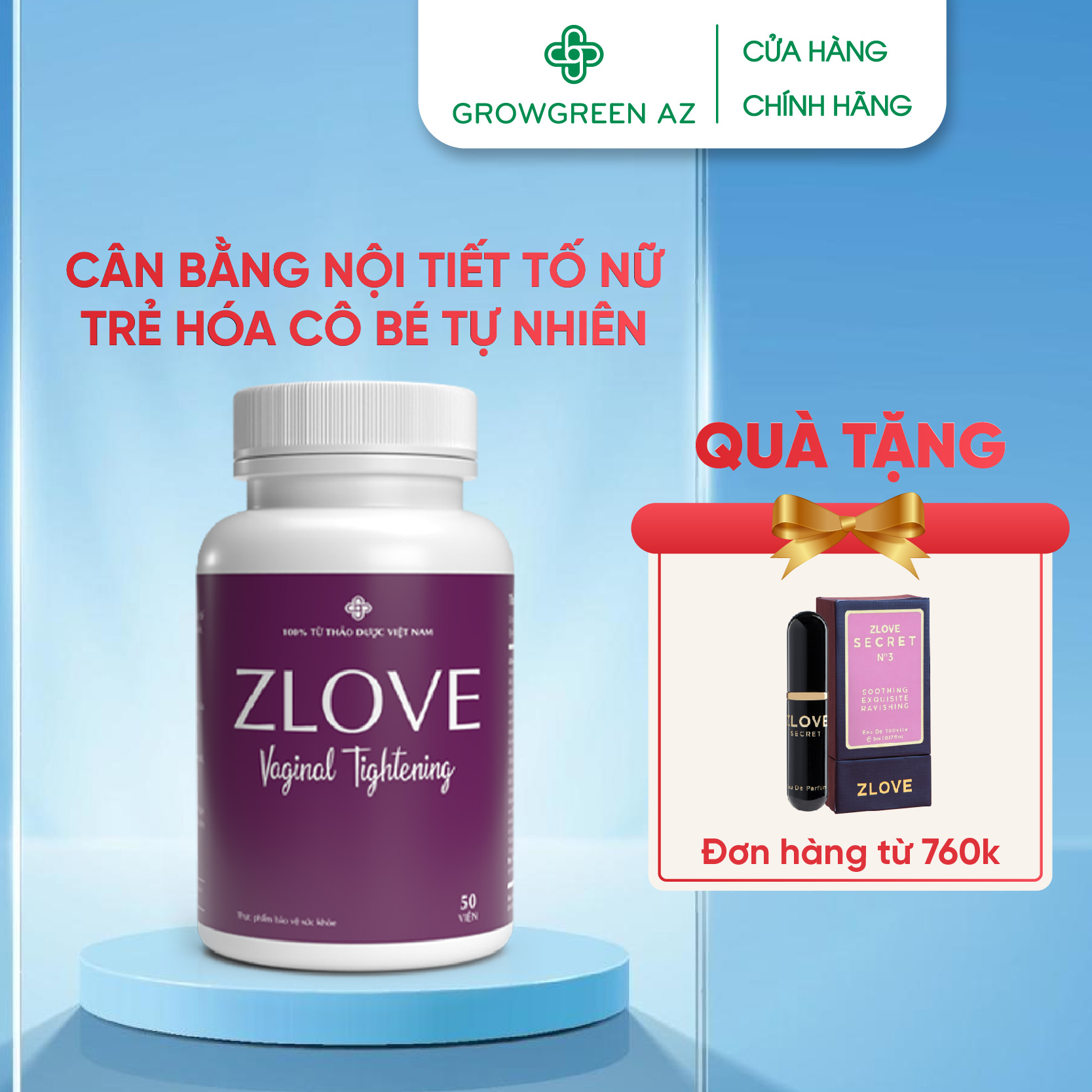 Zlove - Se Khít và Làm Hồng Vùng Kín, Cân Bằng Nội Tiết Nữ, Tăng Ham Muốn [BỘ 2 HỘP ]