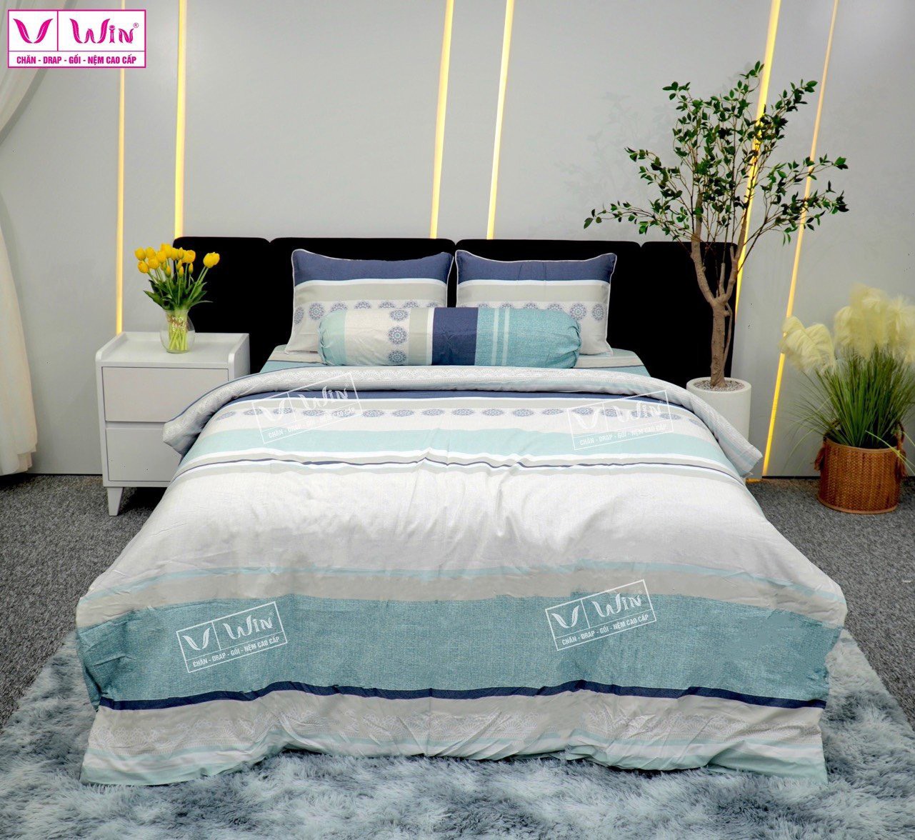 Bộ Drap tencel sang trọng, mềm mịn, mát lạnh,ga giường mẫu TC08