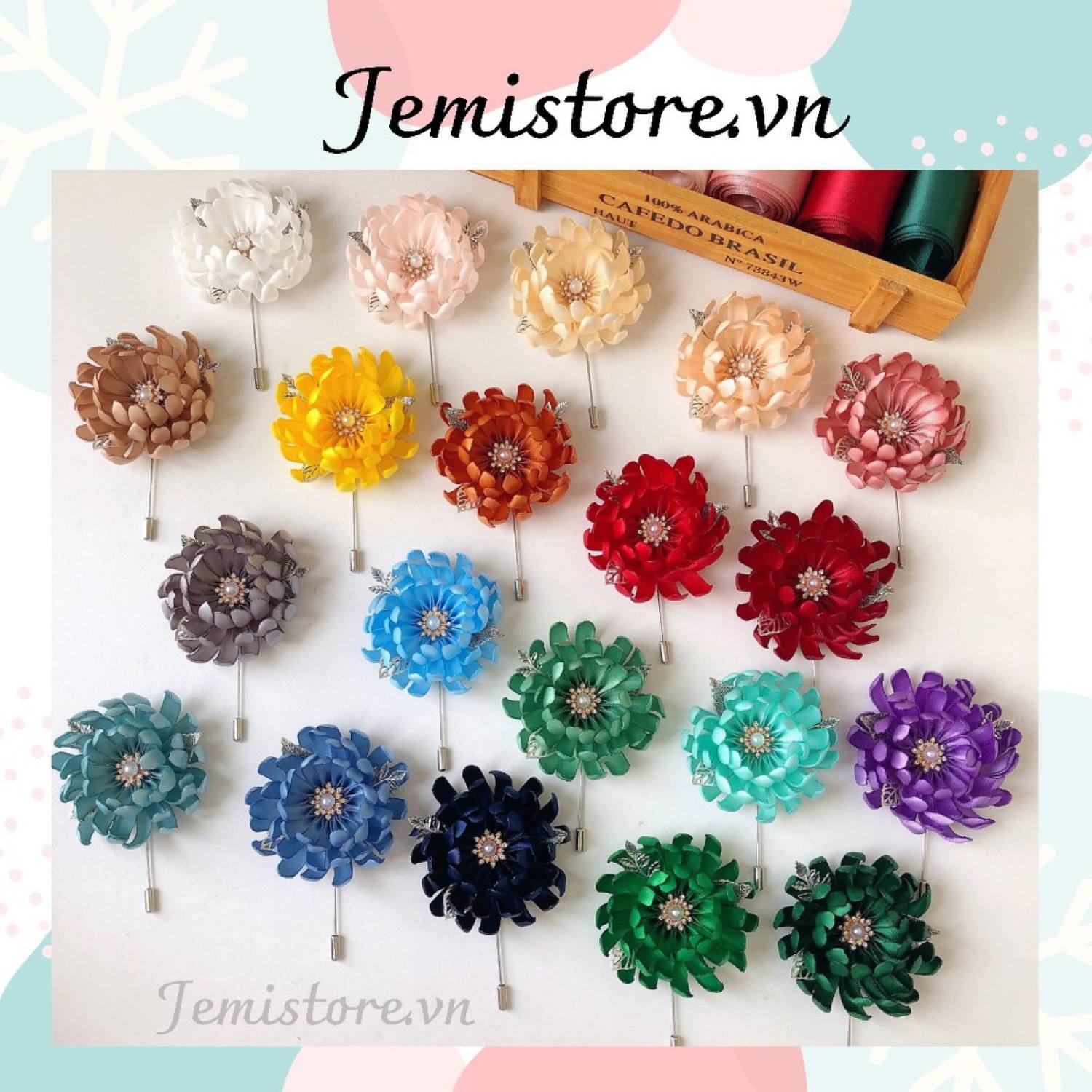 Hoa cài áo handmade trâm cài hoa cúc nhiều màu