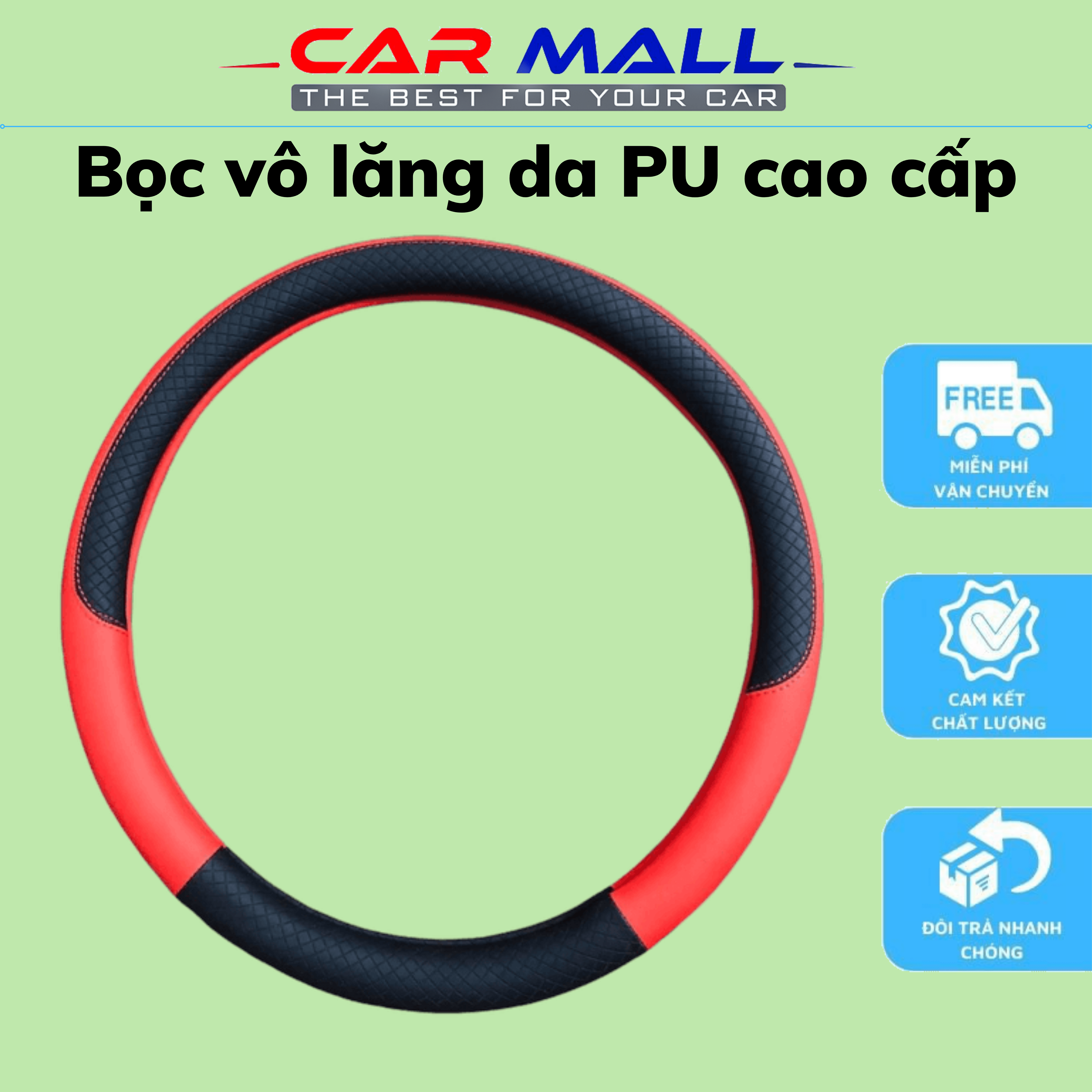 Bọc vô lăng da PU cao cấp dành cho mọi dòng xe 4 5 7 chỗ, xe bán tải và xe tải có vô lăng size 37 38 cm