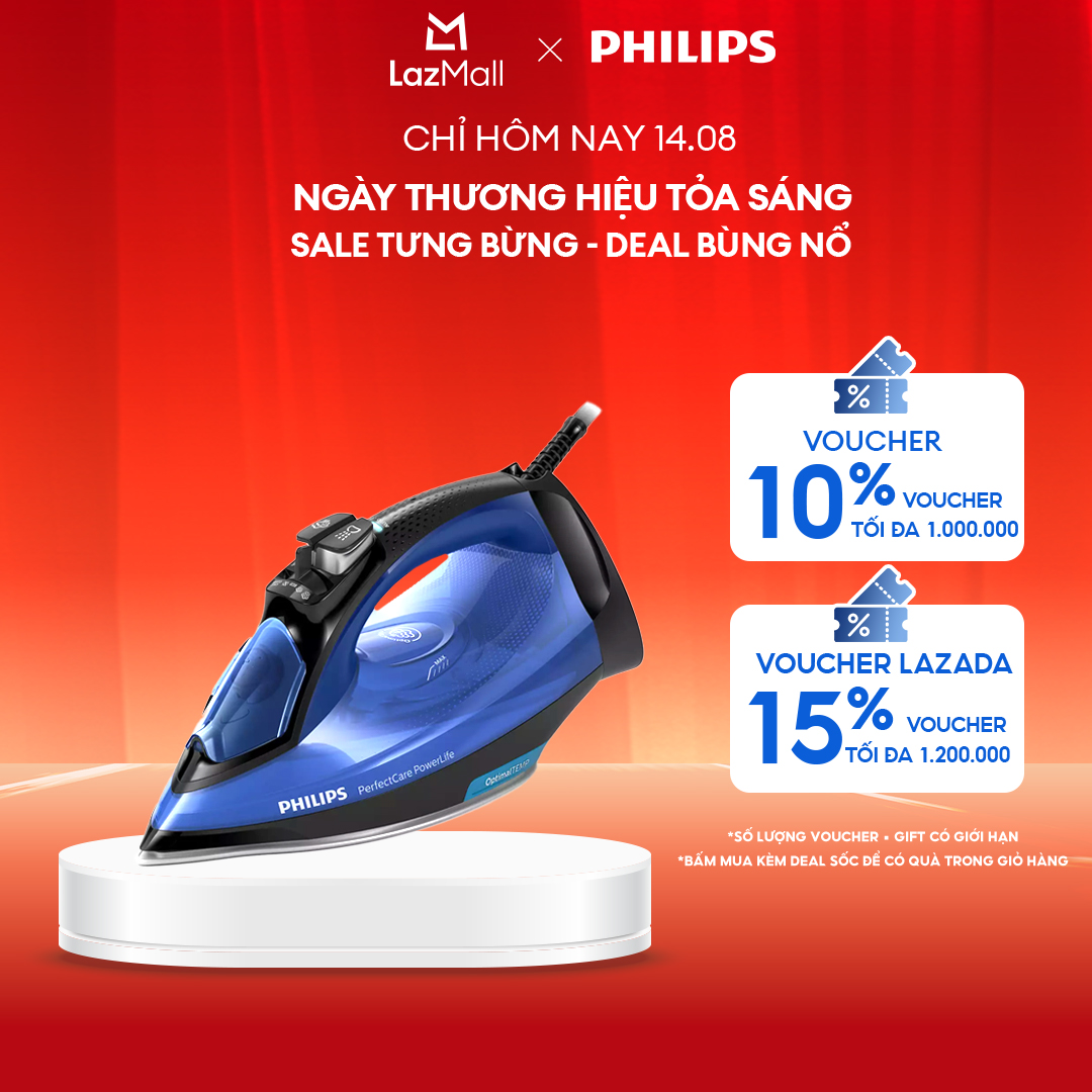 Bàn Ủi Hơi Nước Nằm Philips GC3920/20 2200- 2500W-Công Nghệ Optimaltemp, Không Cần Điều Chỉnh Nhiệt Độ - Hàng Phân Phối Chính Hãng - Bảo Hành 24 Tháng