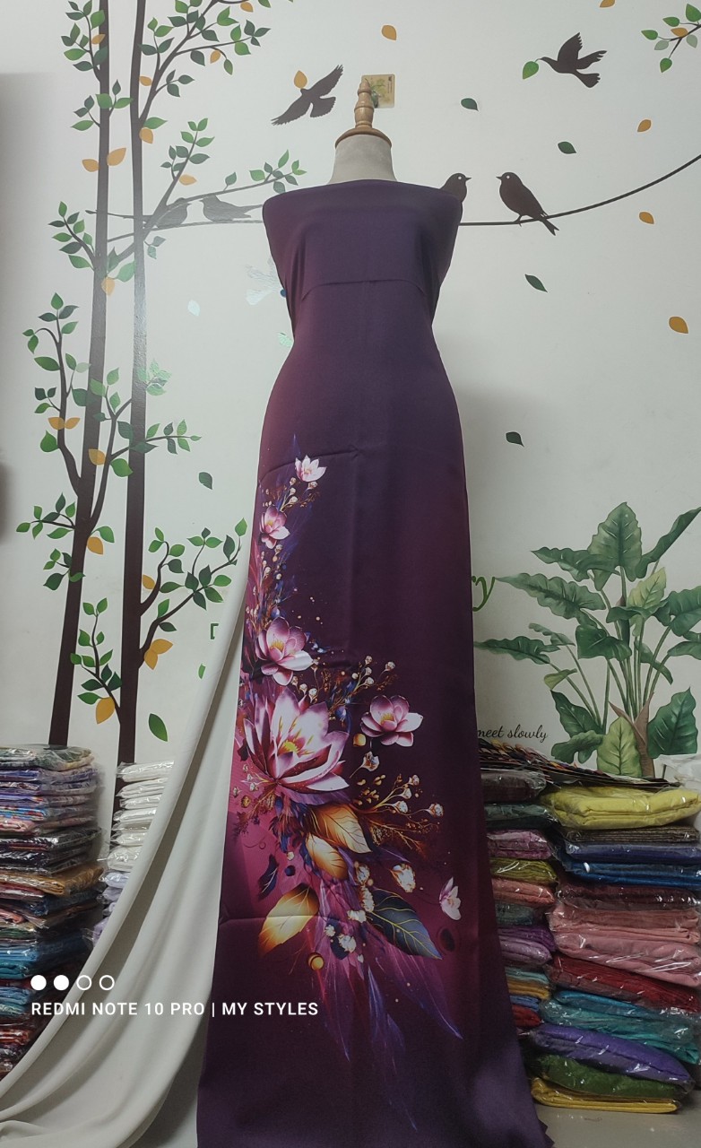 (Siêu phẩm) Vải áo dài đẹp lụa Thái Tuấn, mẫu thiết kế độc quyền (in vải ngang)