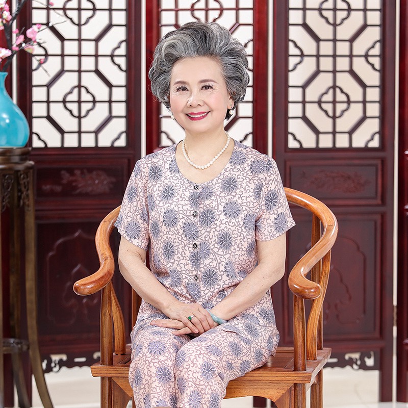 Bộ quần áo lanh mặc nhà cho bà cao tuổi