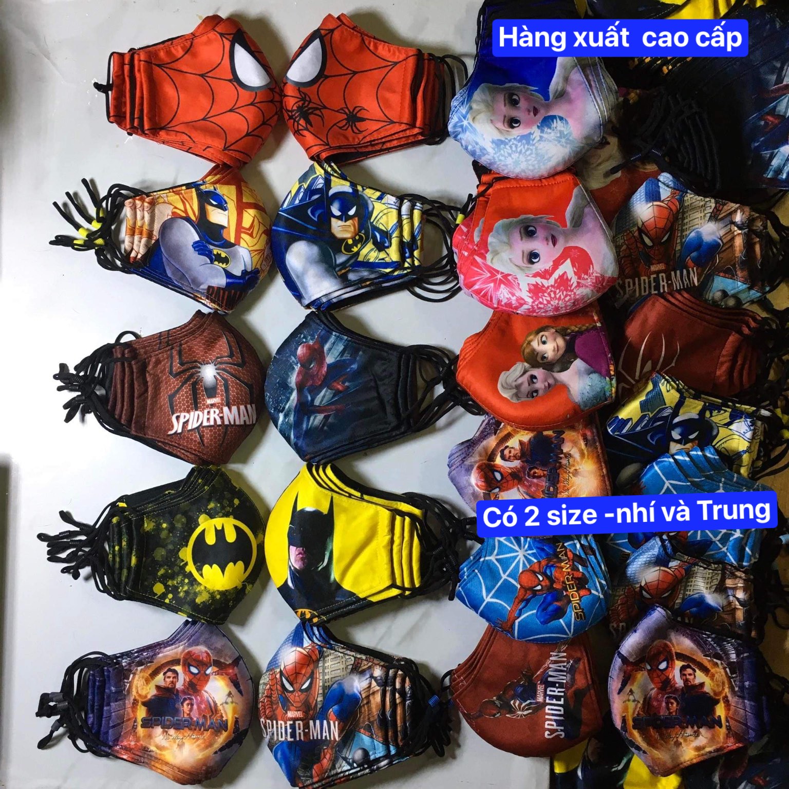 Khẩu trang trẻ em 3d cao cấp - hoạt hình - elsa - spider man - người nhện - batman - siêu nhân - mickey - khẩu trang bé trai - khẩu trang bé gái - mẫu chọn