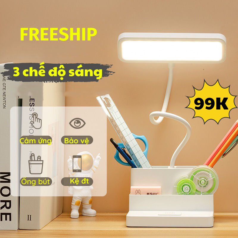 Đèn Học Để Bàn, Đèn Tích Điện 3 Màu Ánh Sáng  LEON STORE