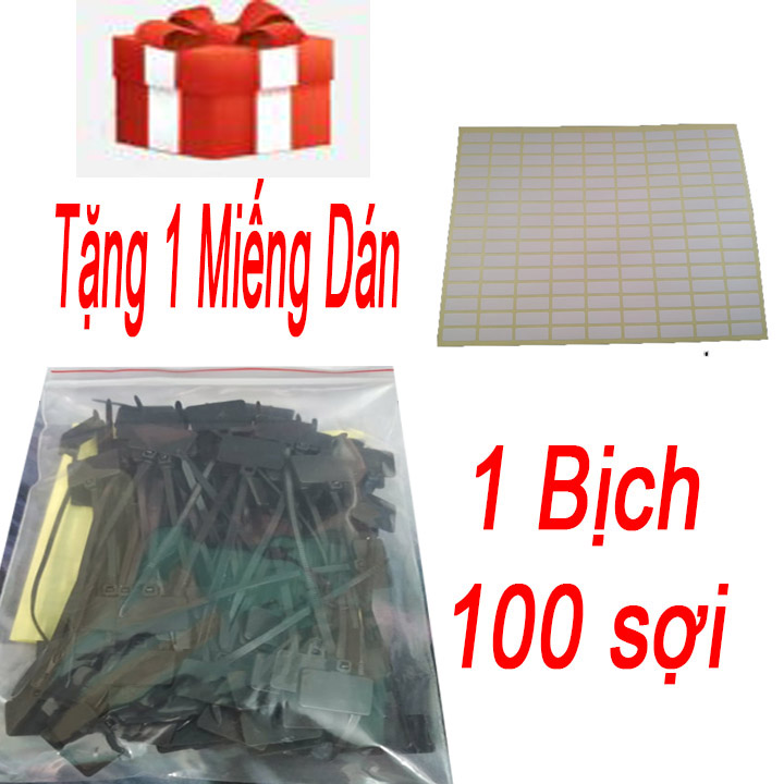 Dây Rút, Dây Thít Nhựa Ô Vuông100mm Màu Đen Dùng Đánh Dấu Cáp Quan