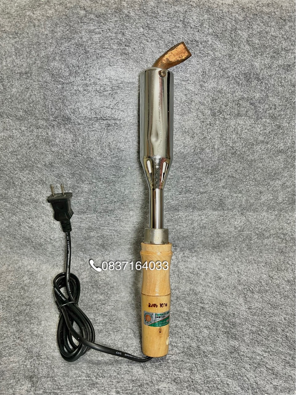 Mỏ hàn chì hàn thiếc đầu dẹp cán gỗ berrylion công suất 300w - chuyên dùng cho mối hàn to