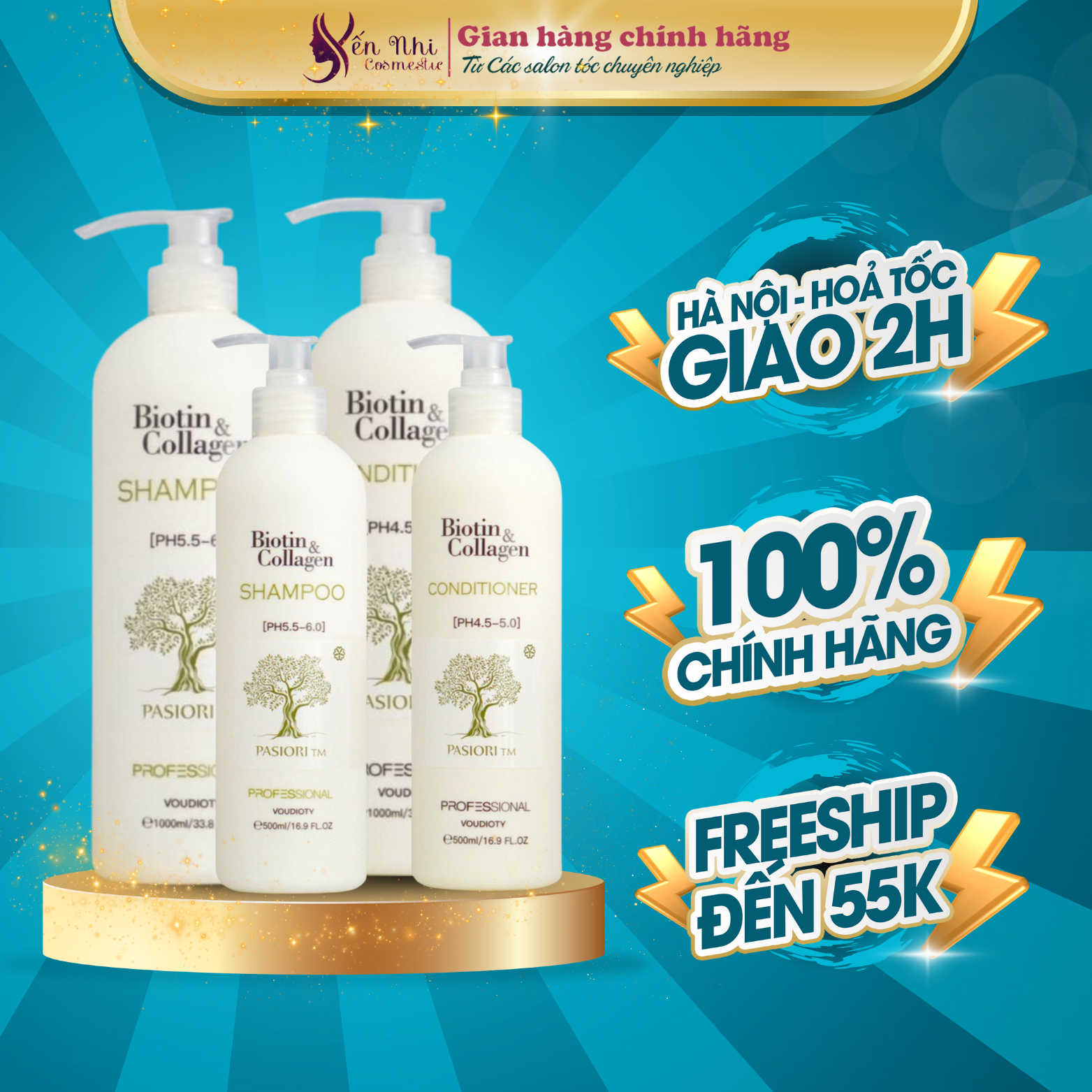 Dầu gội biotin collagen voudioty ngăn rụng tóc, phục hồi, giảm gàu dầu thừa và bã nhờn 500ml - 1000ml