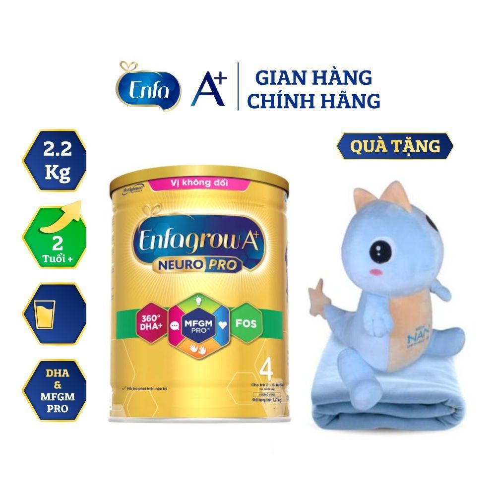 [Tặng bộ mền gối khủng long ngồi] Sữa bột Enfagrow A+ Neuropro 4 Vị không đổi với dưỡng chất DHA & MFGM – 1.7kg