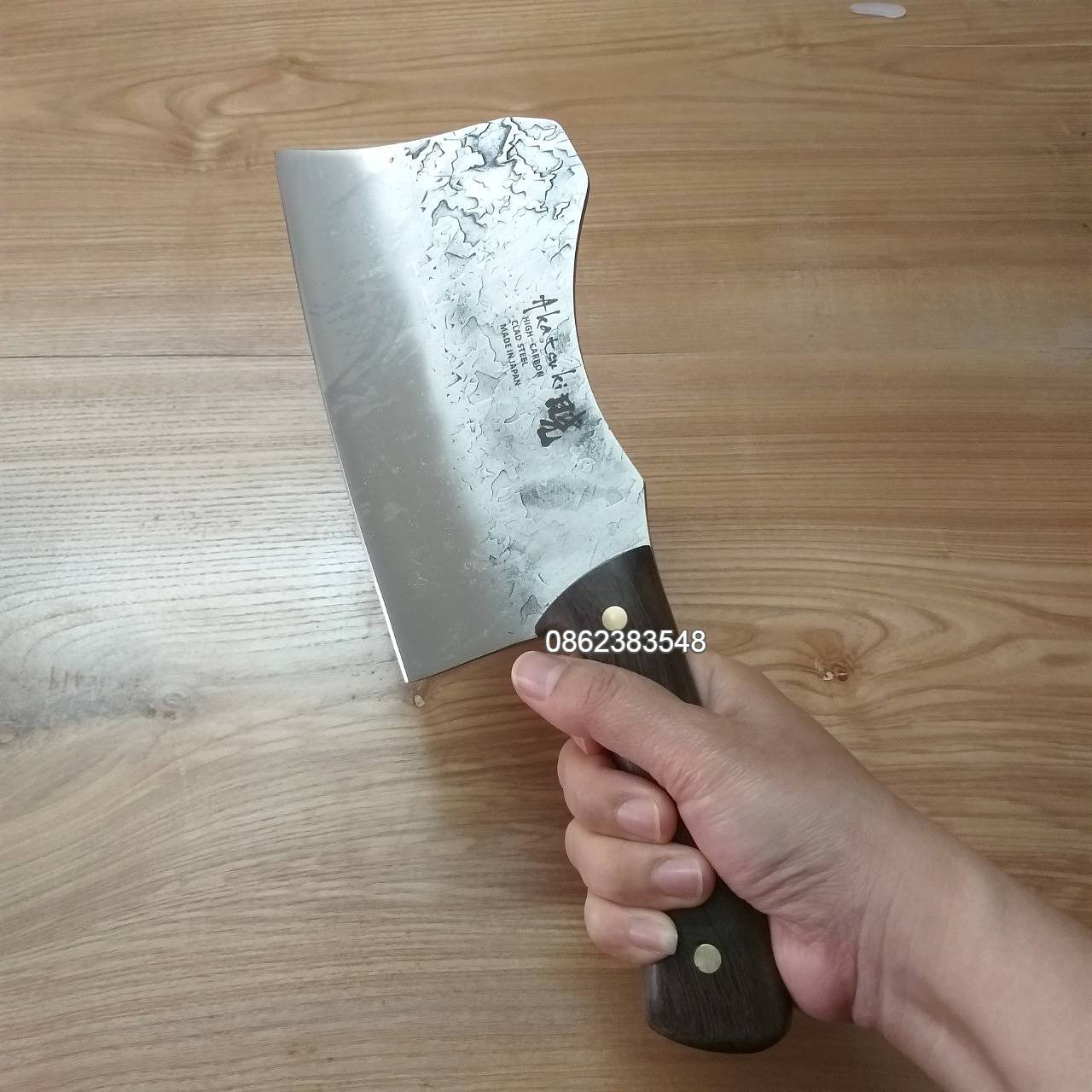 Dao chặt xương Nhật nội địa cao cấp Akatsuki, lưỡi cực sắc, thép nguyên khối chống gỉ, họa tiết vân nổi - DA0009