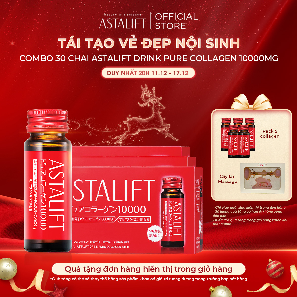 Combo 30 Chai Nước Uống Collagen ASTALIFT Drink Pure 10.000MG Giúp Da Mịn Mượt 30ml/Chai