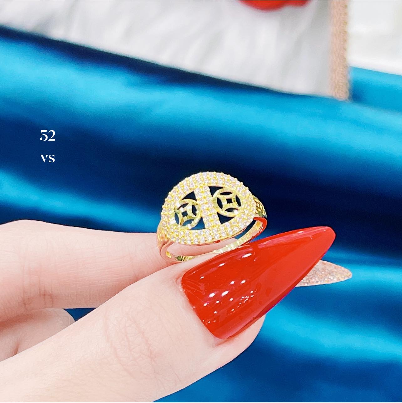 Nhẫn nữ/Nhẫn kim tiền vàng tây may mắn có hoá đơn tiệm Vàng bạc an chi