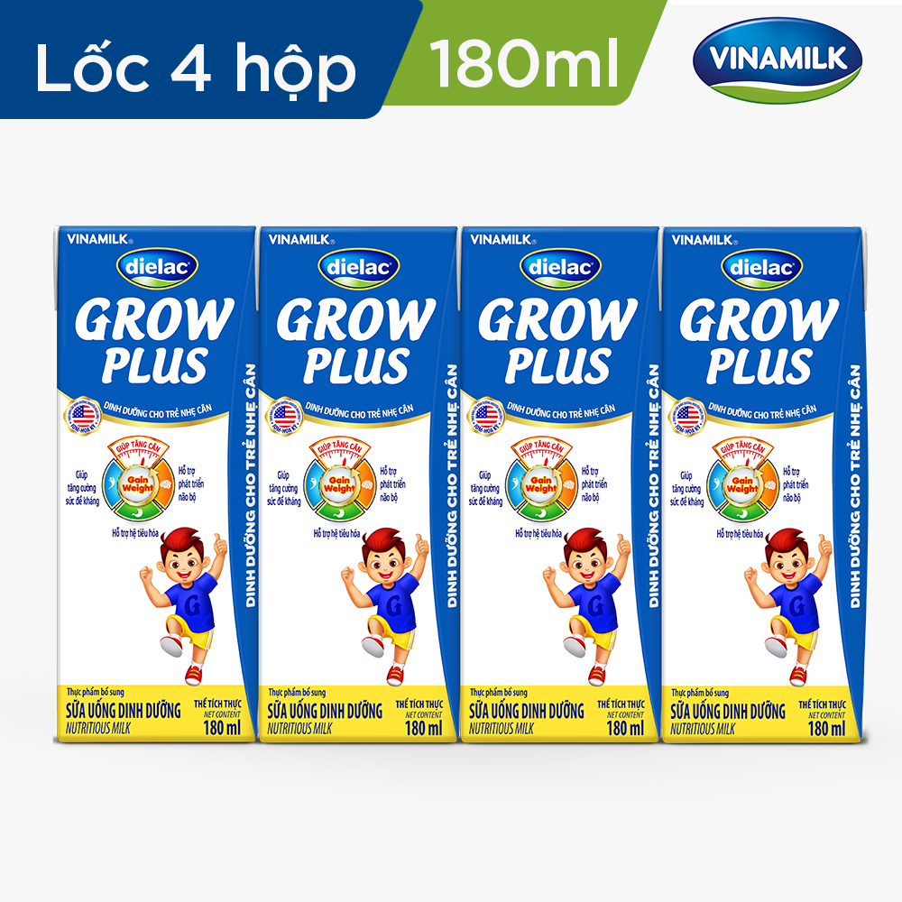 Thùng 48 hộp sữa bột pha sẵn vinamilk dielac grow plus - xanh 180ml