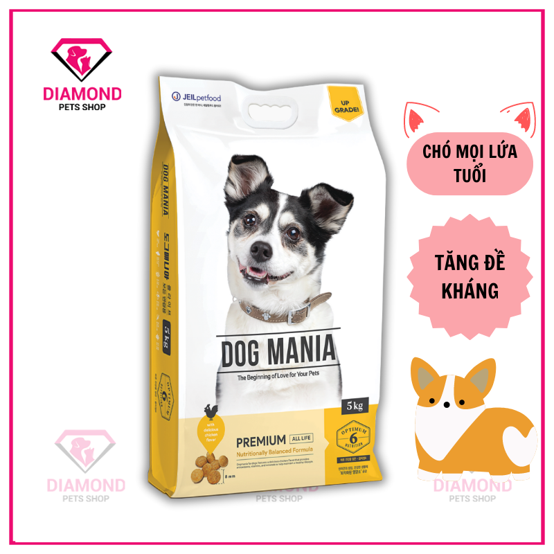 Thức ăn hạt cho chó mọi lứa tuổi DOG MANIA Premium túi nguyên 5kg
