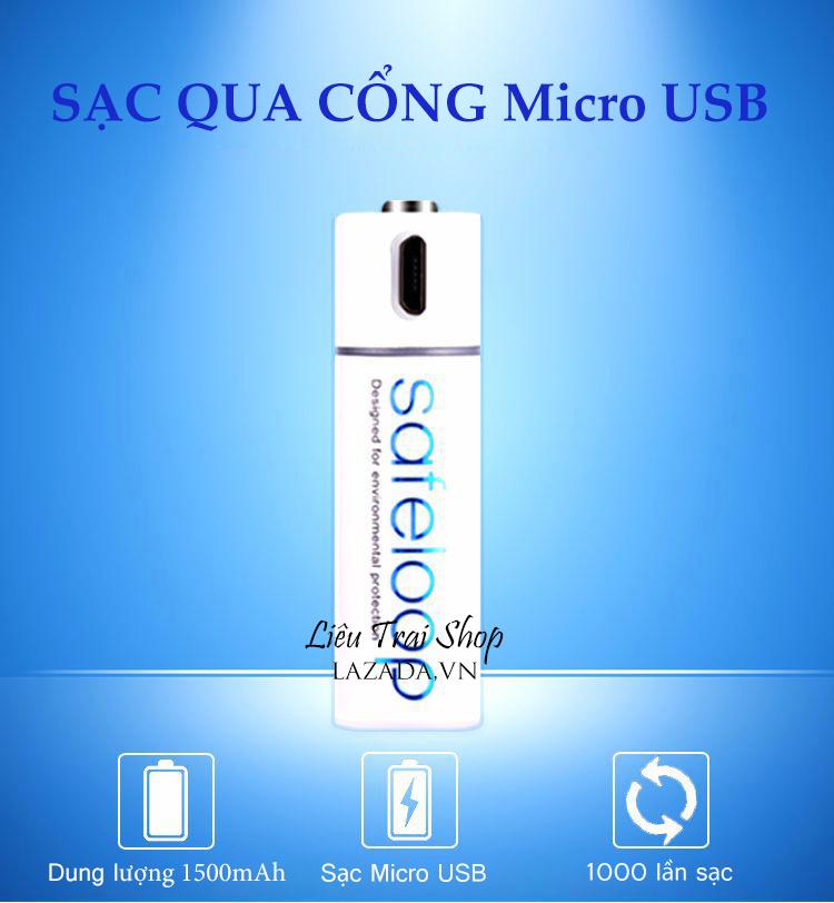Pin sạc lithium cổng microusb 1.5v 1500mah pin số 5 pin aa pin tiểu - pin số 5 safeloop