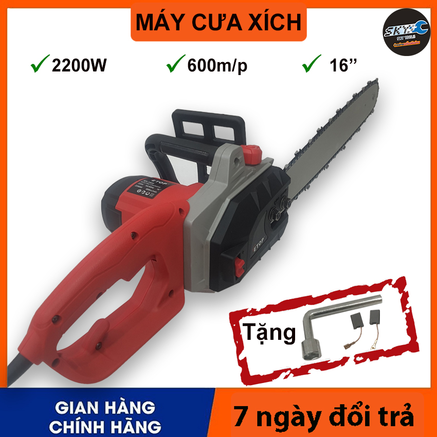Máy cưa xích điện ETOP | Máy cưa xích dùng điện 220v | Máy cưa dùng lưỡi lam xích, Công suất lớn 2200W , tốc  độ 600m/p , cực mạnh, siêu bền, Máy chính hãng ETOP