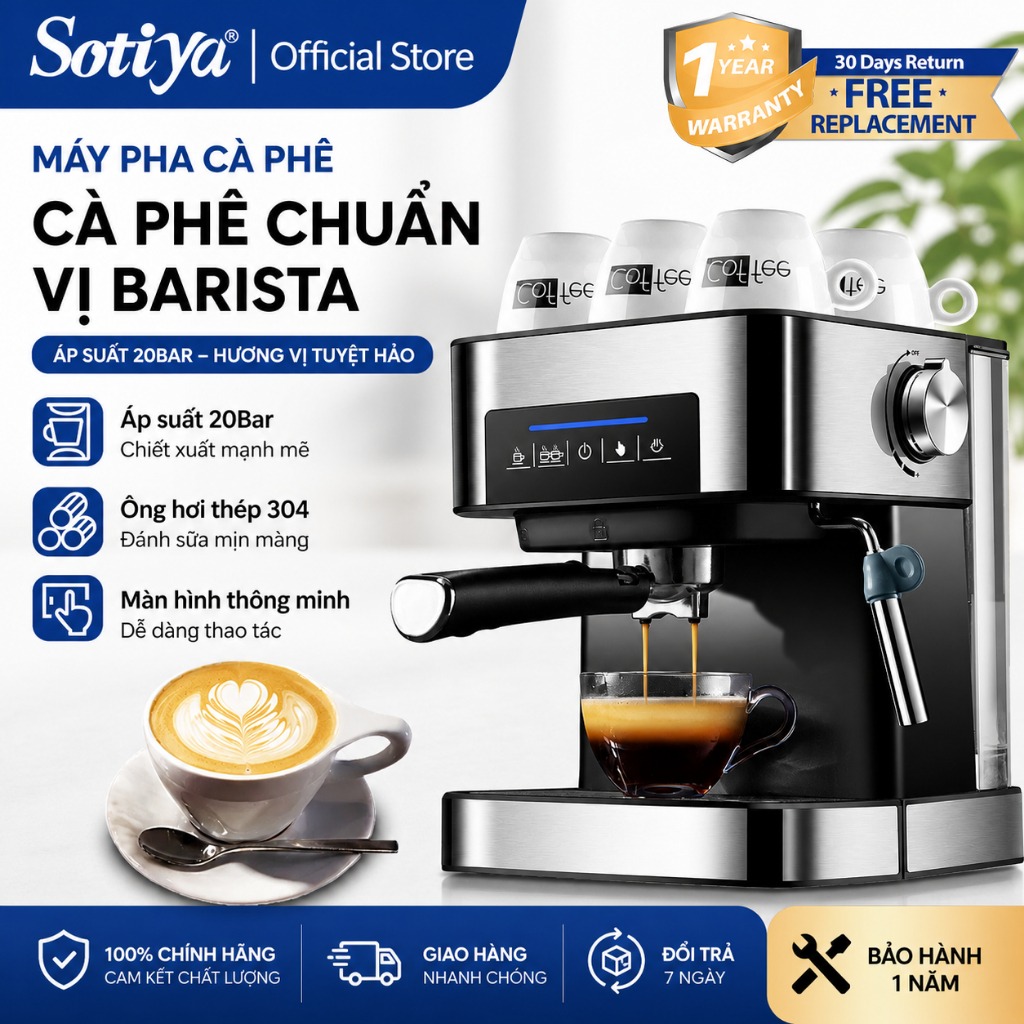 Stainless Steel Coffee Maker with Milk Frother, Smart Touch Screen, 20Bar Flow Rate Be137