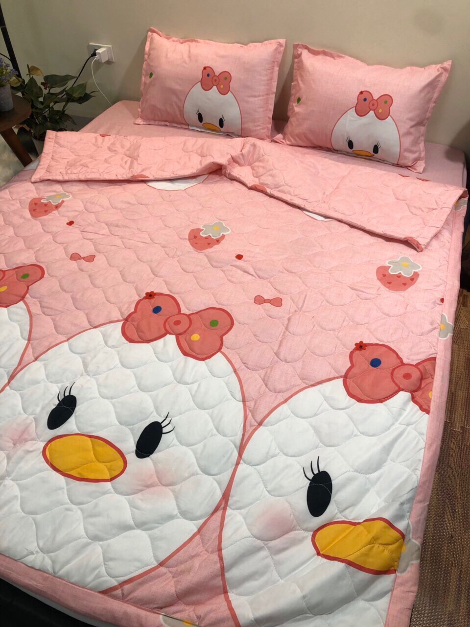 Chăn hè cotton poly Chim Hồng