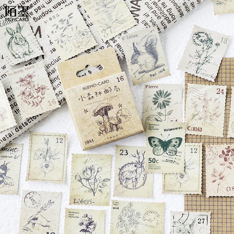 Sticker tem vintage trang trí sổ tay, planner, scrapbook, ..
