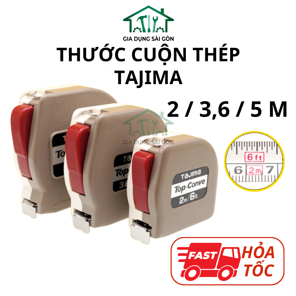 Thước cuộn thép cao cấp tajima đủ size - thước dây cuộn thép, thước kéo tự động dừng