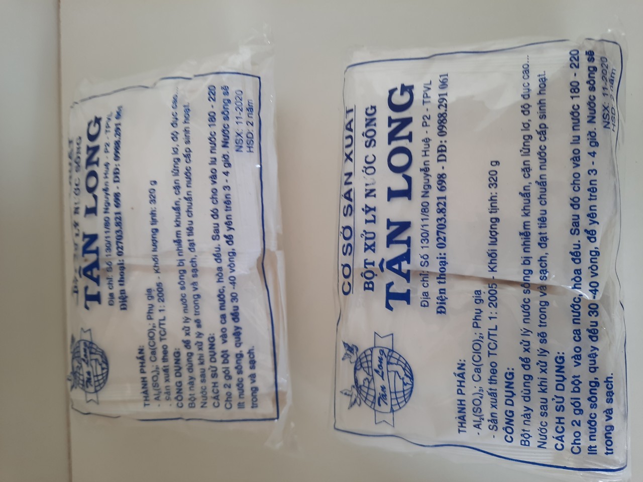 lốc 2 bich Bột xử lý nước sông Tân Long- khối lượng mỗi bịch 320 gram