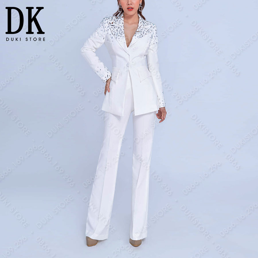 Đồng phục áo vest nữ công sở tay lỡ màu trắng