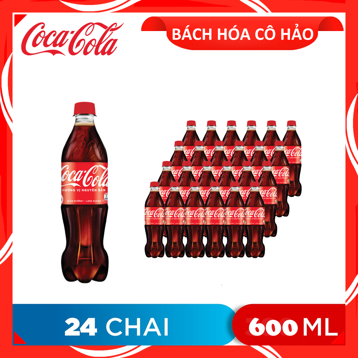 THÙNG 24 CHAI NƯỚC NGỌT VỊ NGUYÊN BẢN ORIGINAL TASTE COCA COLA 600ML