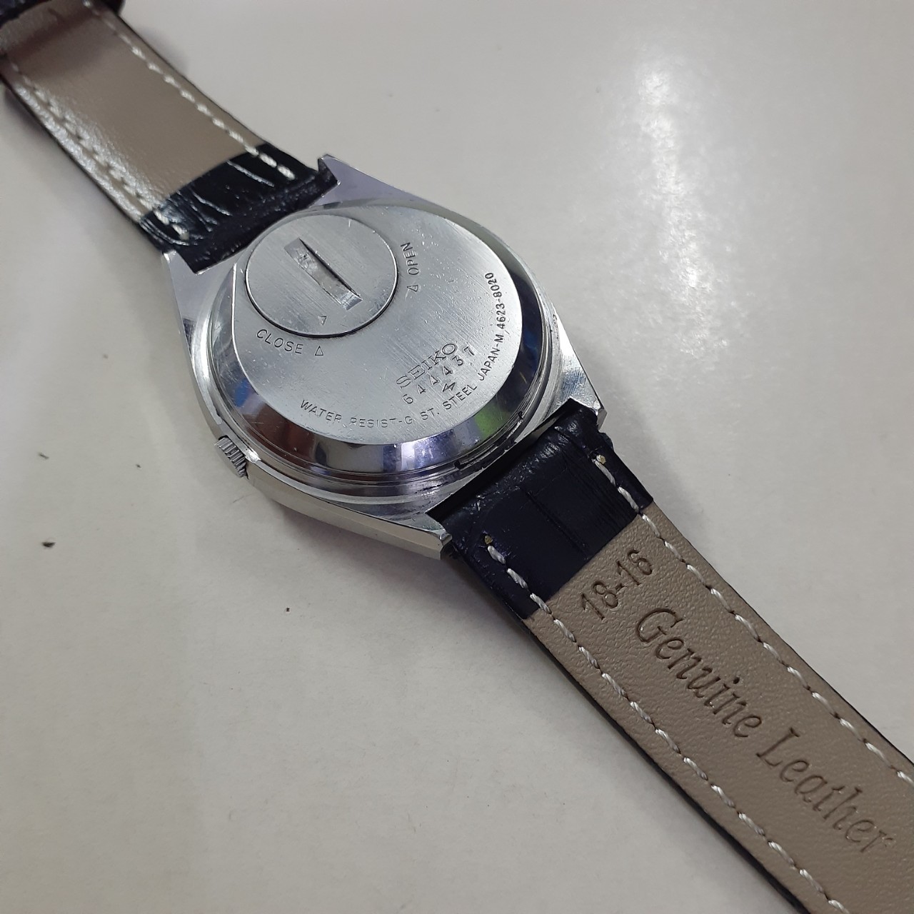 Đồng hồ nam Seiko type II Vintage cổ điển dây da mặt xanh trải tia nội địa  si Nhật 