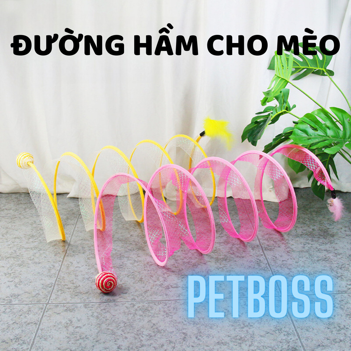 Đường hầm lò xo cho mèo tự chơi vui nhộn, đồ chơi cho mèo