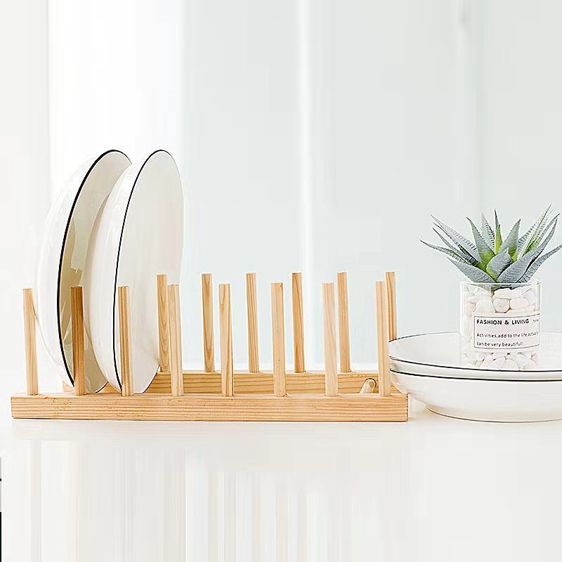 Giá để đĩa Kệ bộ đồ ăn Kệ để chảo ráo nước▨  Giá Đựng Trưng Bày Để Đĩa Và Tạp Chí Gỗ Thông[Sỉ Lẻ Toàn Quốc] Nhẹ Dễ Tháo Rời Di Chuyển Gỗ Nhập Khẩu Sáng Bóng