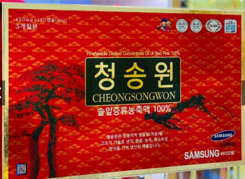 TINH DẦU THÔNG ĐỎ CAO CẤP CHEONGSONGWON HÀN QUỐC hộp 180 viên